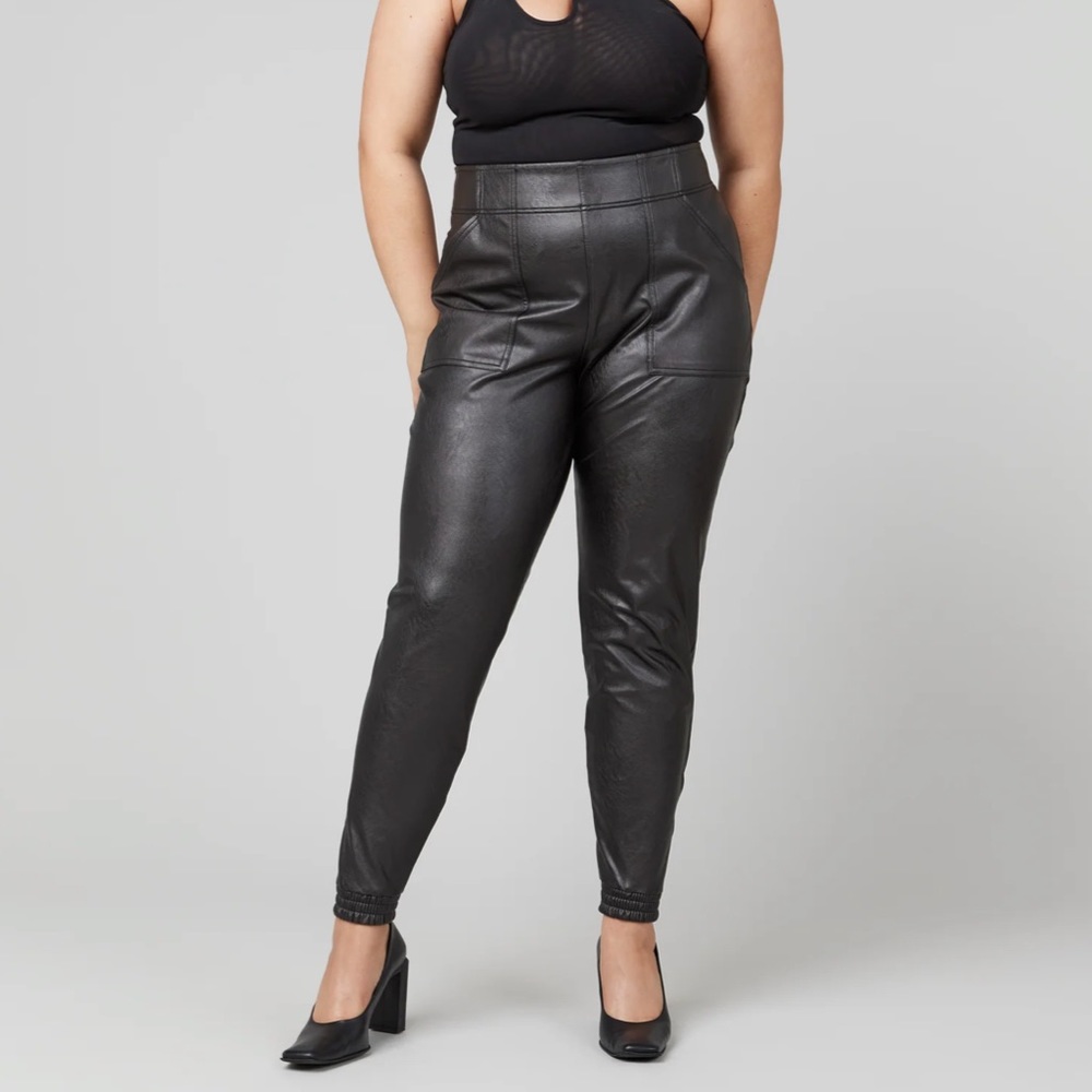 SPANX Faux leather Joggers Black
